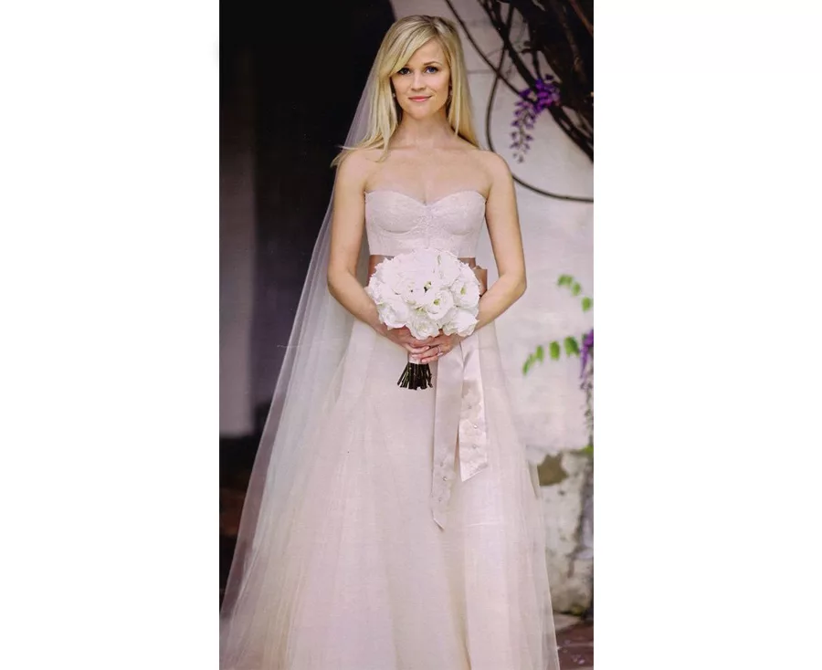 Non White Wedding Dresses - Reese Witherspoon Pink Wedding Dress