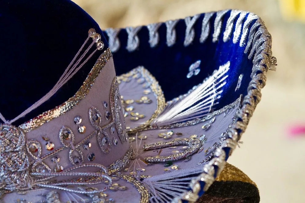 Blue Mariachi sombrero with jewels.  